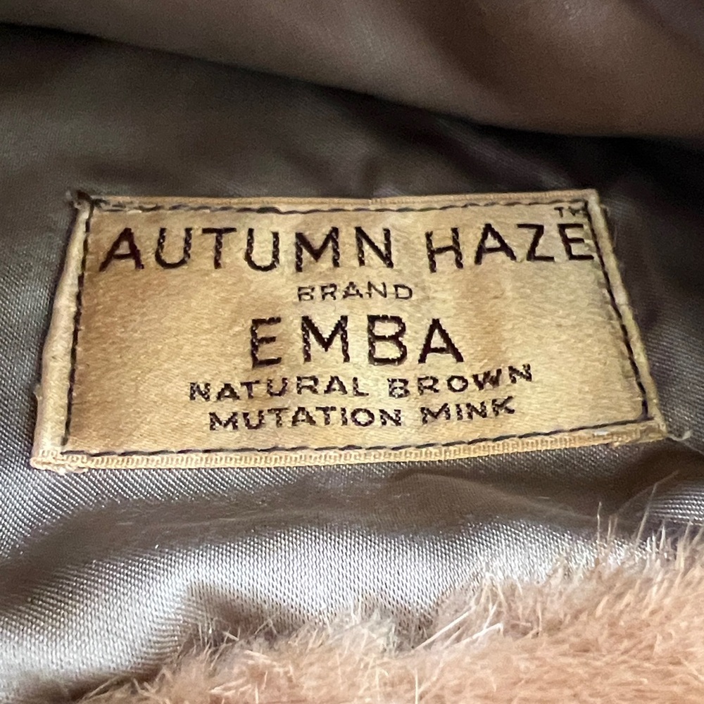 Vintage 1960s EMBA Autumn Haze Mink Fur Stole Capelet Natural Brown Wrap - Picture 12 of 14